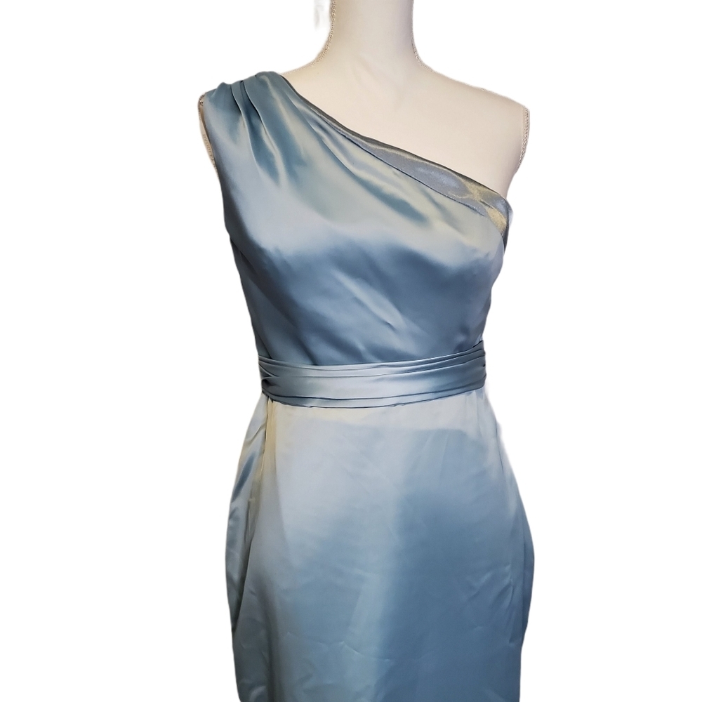 Badgley Mischka One Shoulder Blue Dress​ - Picture 2 of 9